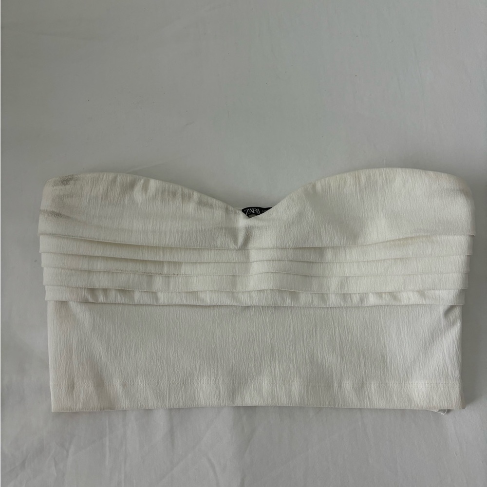 Zara White Strapless Top Sz M